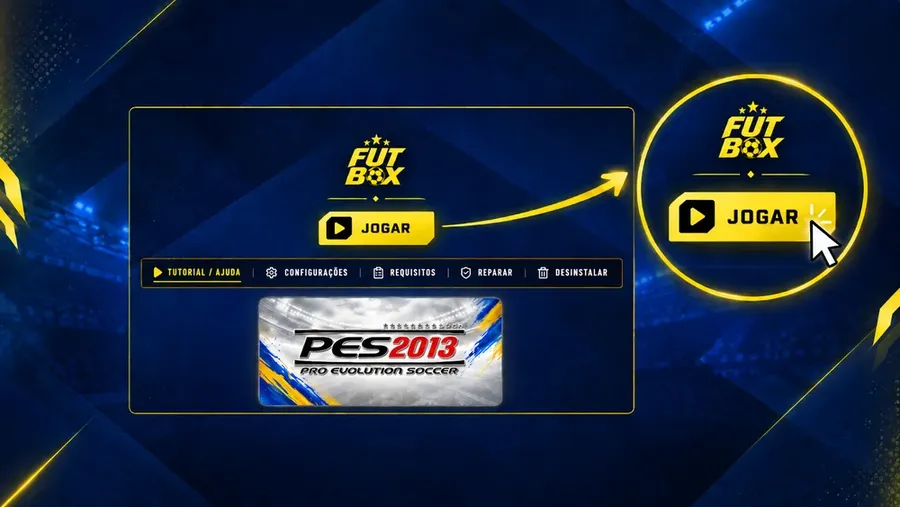 Botão Jogar do jogo instalado na FUTBOX
